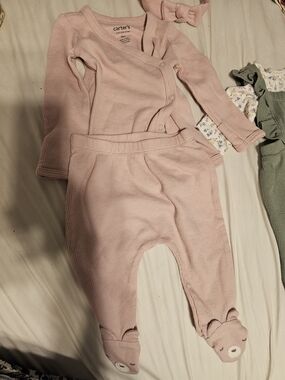 Carter's Pink Waffle Knit Baby Two-Piece Set with Bow
